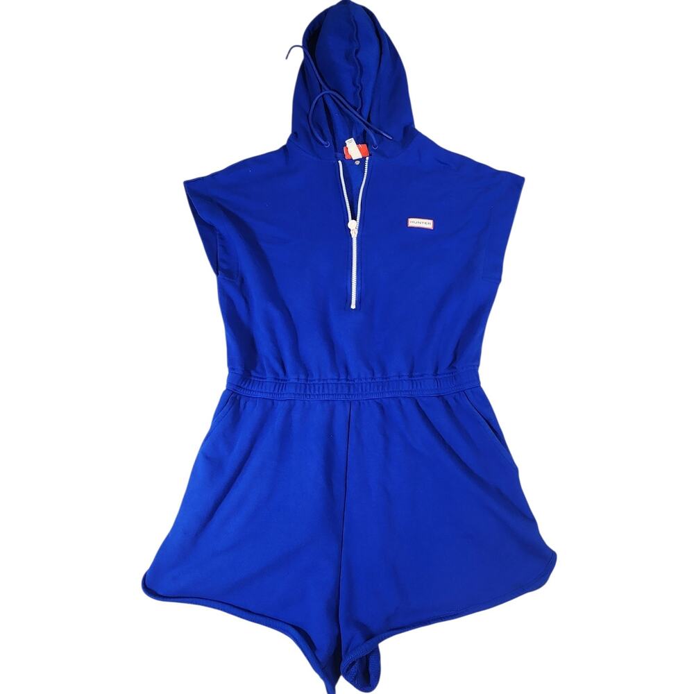 Hunter x Target Blue Hooded Sleeveless Romper Medium Half Zip Athletic One Piece
